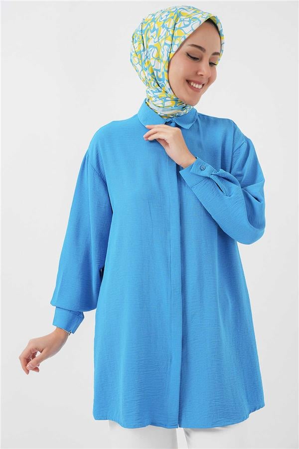 Bıgdart Y25 5945 Mavi Uzun Gömlek Tunik