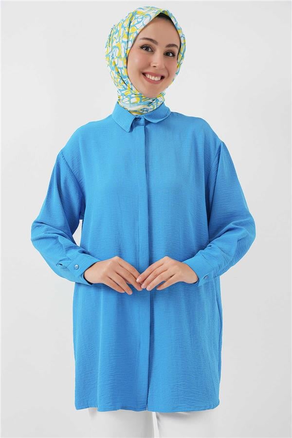 Bıgdart Y25 5945 Mavi Uzun Gömlek Tunik