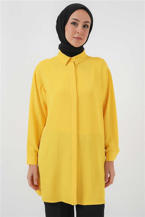 Bıgdart Y25 5945 Sarı Uzun Gömlek Tunik