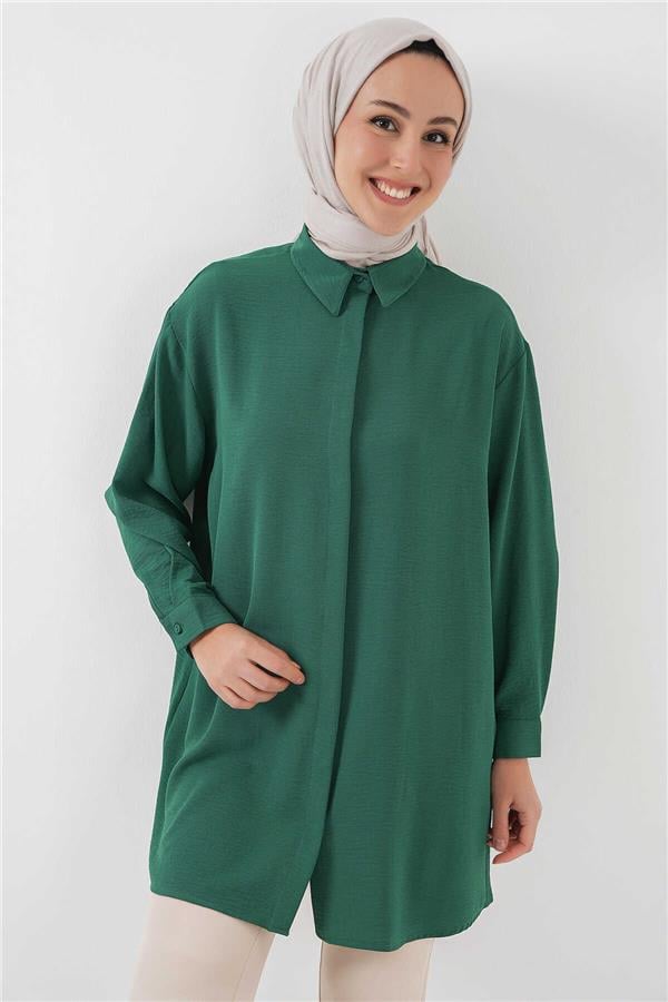 Bıgdart Y25 5945 Zümrüt Uzun Gömlek Tunik