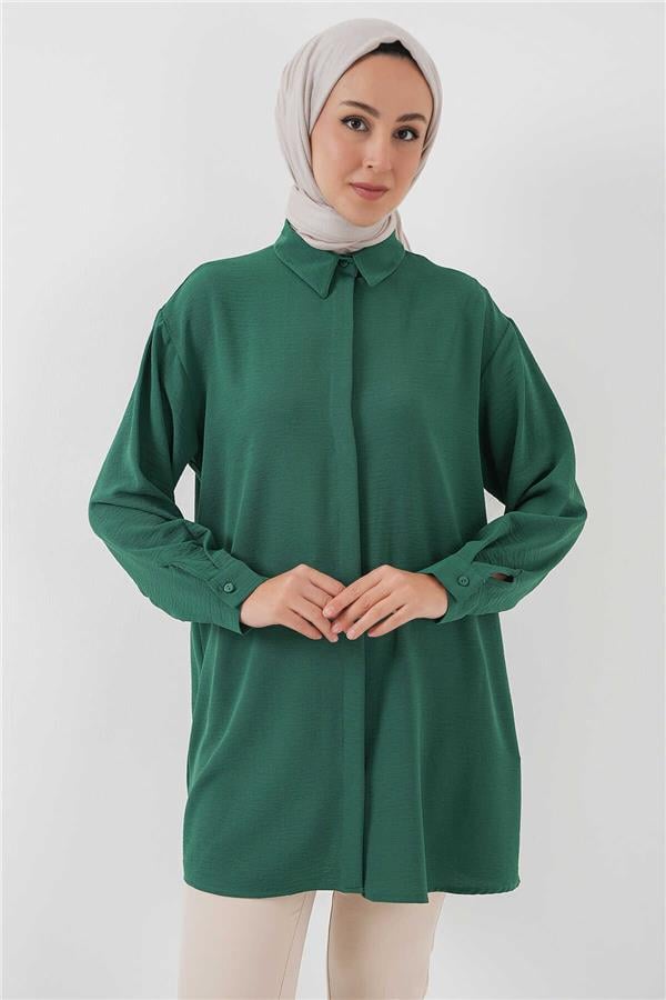 Bıgdart Y25 5945 Zümrüt Uzun Gömlek Tunik