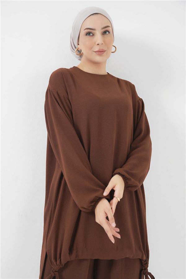 Bıgdart Y25 6682 Kahverengı Kadın Tunık Pantolon Ikılı Takım