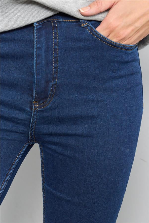Blue Turtle 5005 Lacivert Kadın İspanyol Paça Pantolon Kot Pantolon Denim