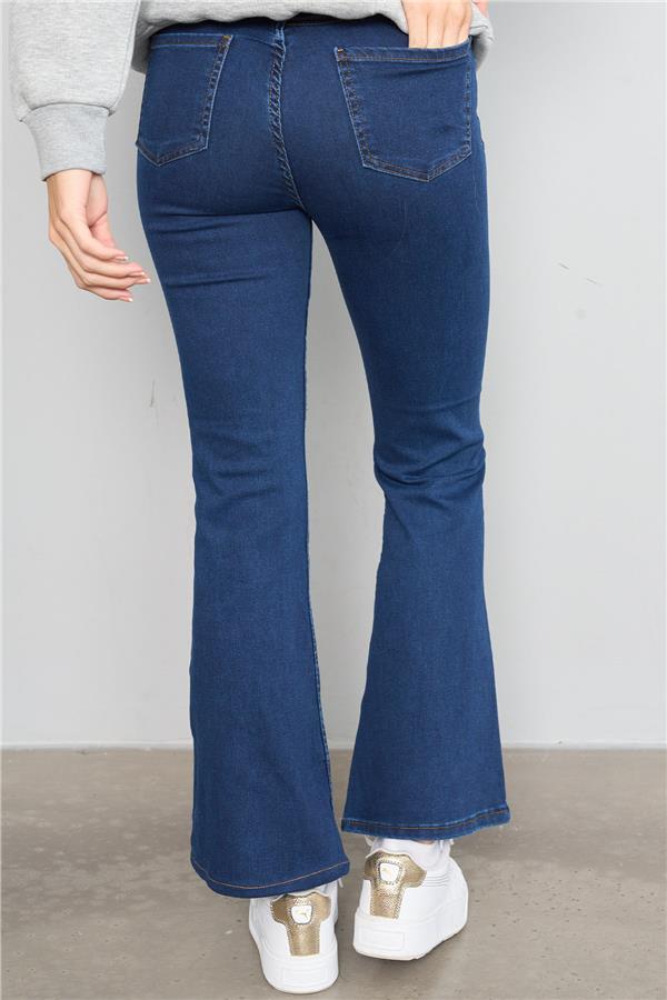 Blue Turtle 5005 Lacivert Kadın İspanyol Paça Pantolon Kot Pantolon Denim