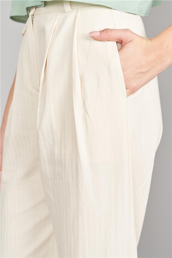 C.K Z-36127 Fithit Byn Balıksırtı Keten Pantolon Natural