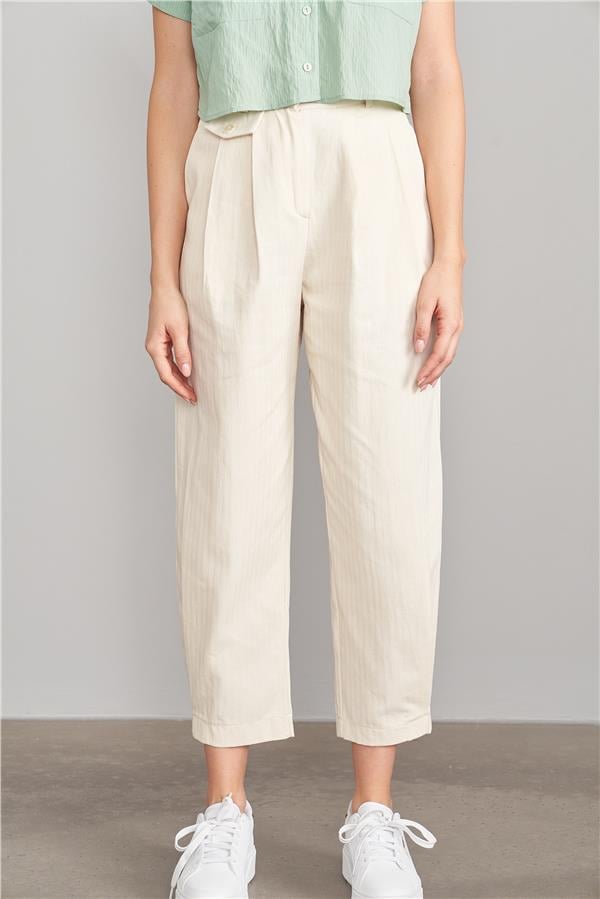 C.K Z-36127 Fithit Byn Balıksırtı Keten Pantolon Natural