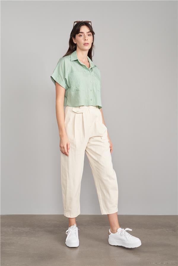 C.K Z-36127 Fithit Byn Balıksırtı Keten Pantolon Natural