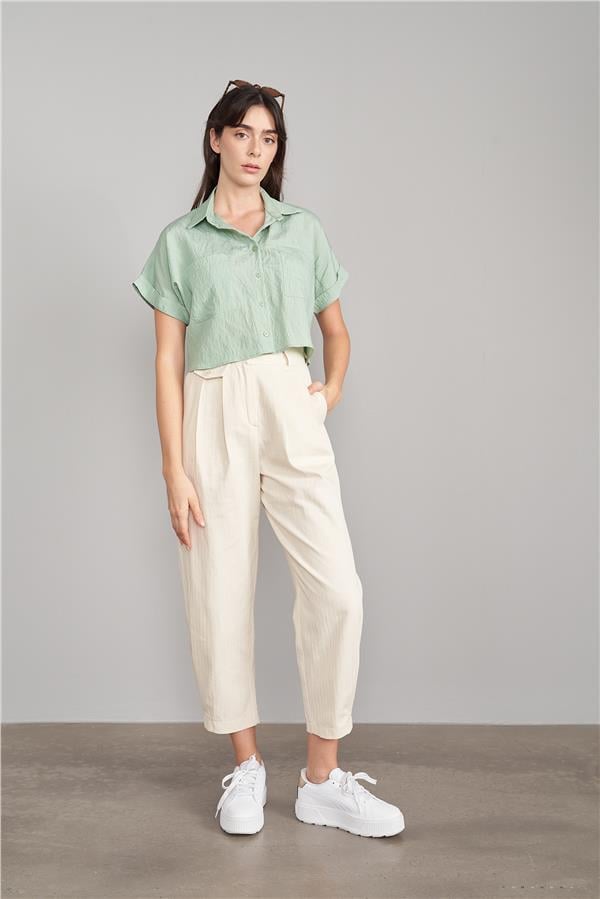 C.K Z-36127 Fithit Byn Balıksırtı Keten Pantolon Natural