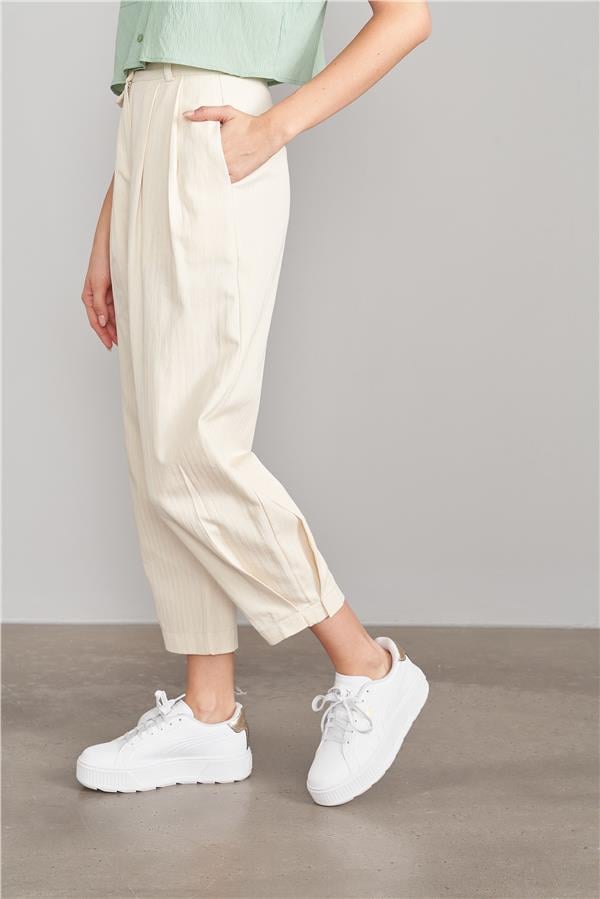 C.K Z-36127 Fithit Byn Balıksırtı Keten Pantolon Natural