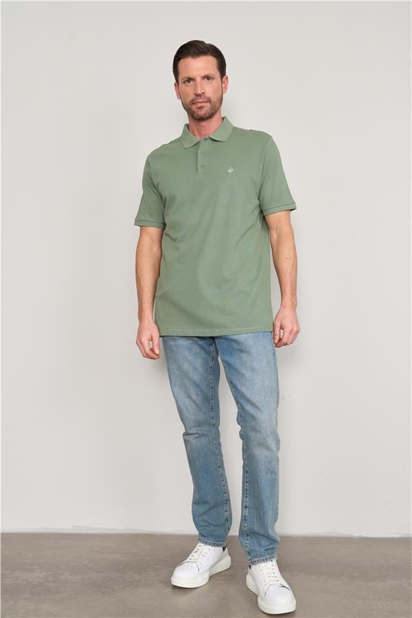 Chester Polo 2742-L Erkek Polo Yaka Pike T-Shirt Haki %100 Pamuk
