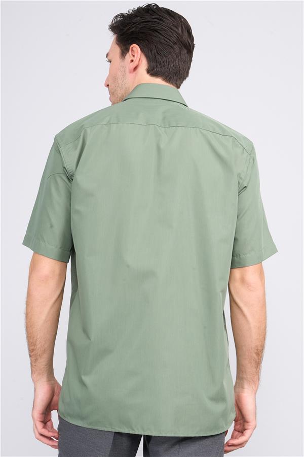 Çetinkaya 310D Erkek Kısa Kol Terry Cotton Gömlek 1-3 Haki