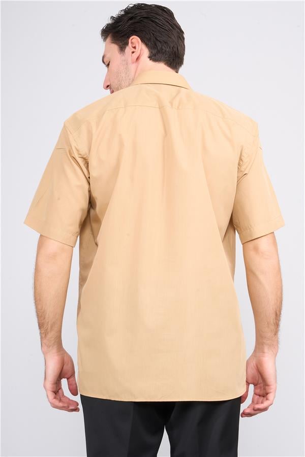 Çetinkaya 310D Erkek Kısa Kol Terry Cotton Gömlek 1-3 Camel