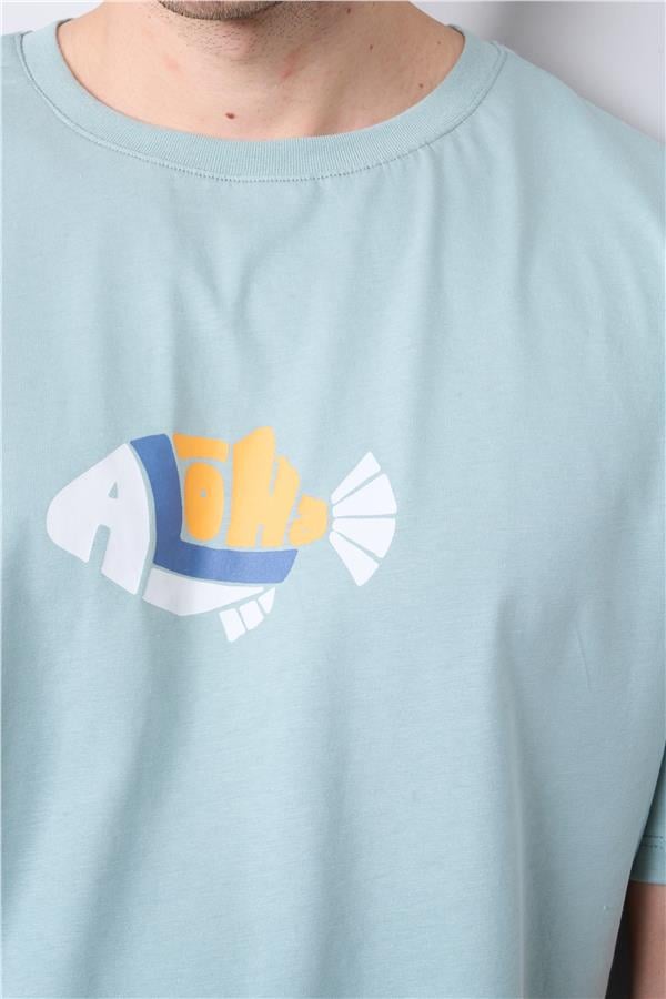 Çetinkaya Chester Polo 3834 Bisiklet Yaka 30/1 Penye Regular Baskılı T-shirt Eski Yeşil