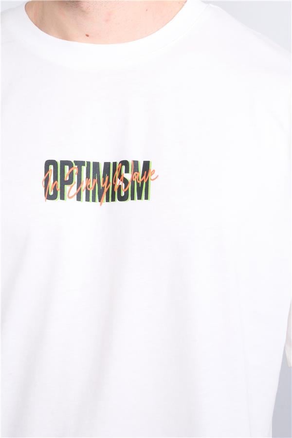 Çetinkaya Chester Polo 3835 Bisiklet Yaka 30/1 Penye Oversize Baskılı T-shirt Krem