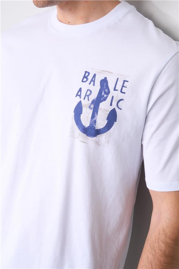 Çetinkaya Chester Polo 3859 Bisiklet Yaka 30/1 Penye Regular Baskılı T-shirt Beyaz