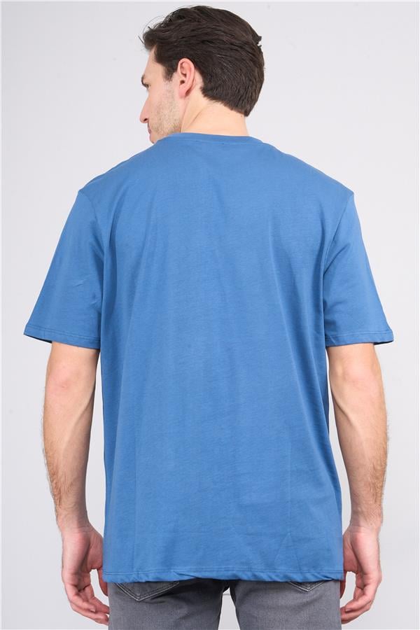 Çetinkaya Chester Polo 3863 Bisiklet Yaka 30/1 Penye Comfort Baskılı T-shirt İndigo