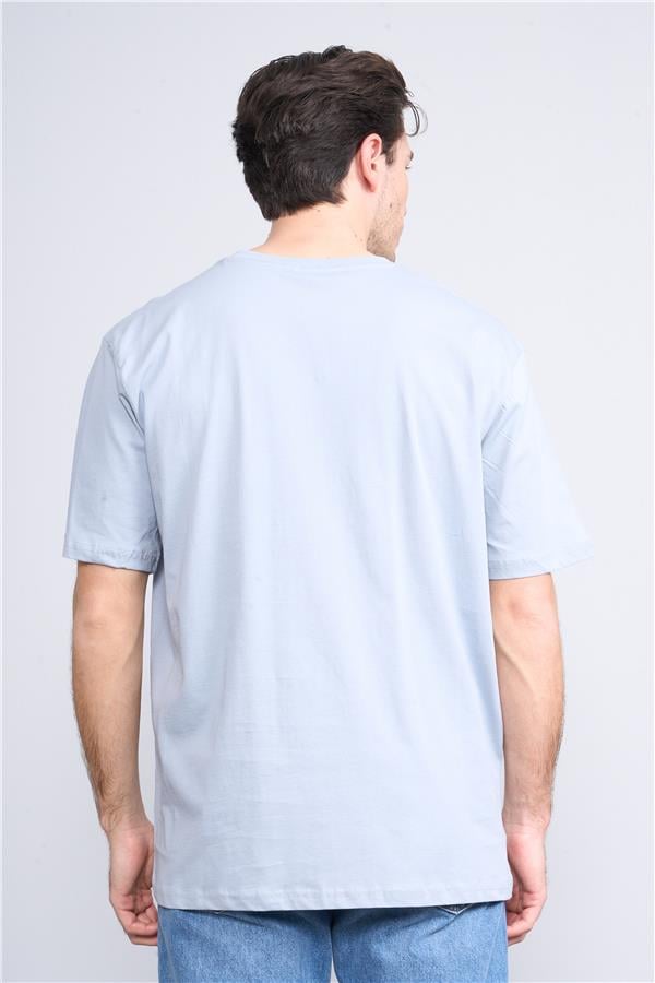 Çetinkaya Chester Polo 3866 Bisiklet Yaka 30/1 Penye Regular Baskılı T-shirt Gri