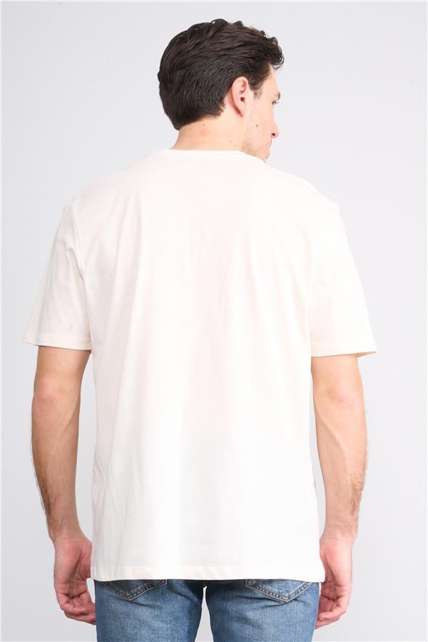 Çetinkaya Chester Polo 3900 Erkek Bisiklet Yaka Pamuk Baskılı Comfort T-shirt Krem