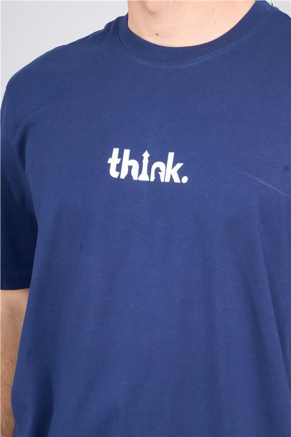 Çetinkaya Chester Polo 3900 Erkek Bisiklet Yaka Pamuk Baskılı Comfort T-shirt Lacivert