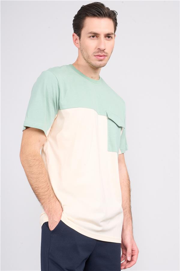 Çetinkaya Chester Polo 4131 Bisiklet Yaka Penye Regular Cepli T-shirt Koyu Krem