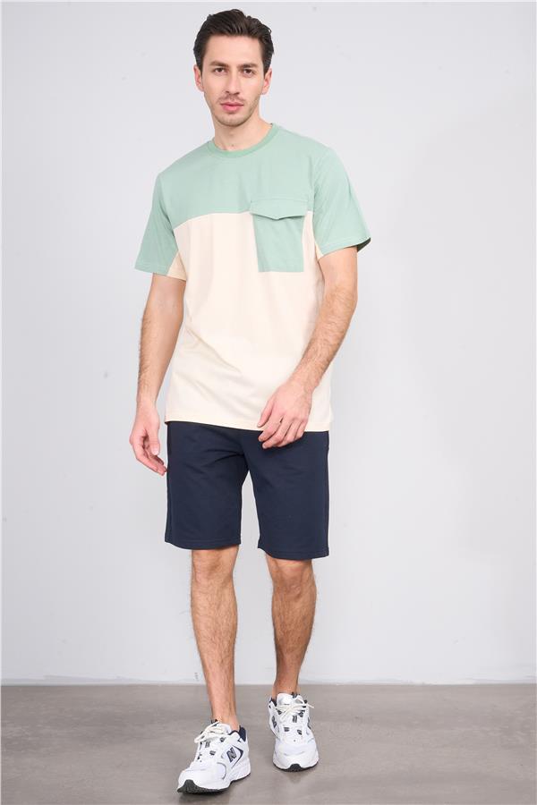 Çetinkaya Chester Polo 4131 Bisiklet Yaka Penye Regular Cepli T-shirt Koyu Krem