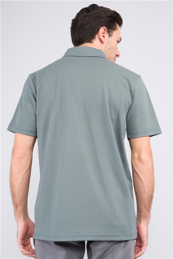 Çetinkaya Chester Polo 4249 Erkek Ayaklı Polo Yaka Petek Örgü Regular T-shirt Haki