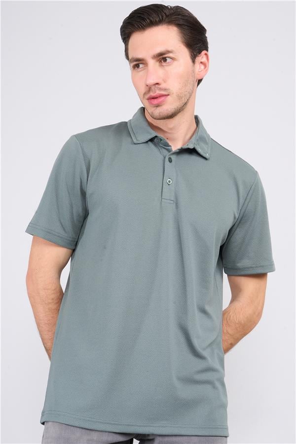 Çetinkaya Chester Polo 4249 Erkek Ayaklı Polo Yaka Petek Örgü Regular T-shirt Haki