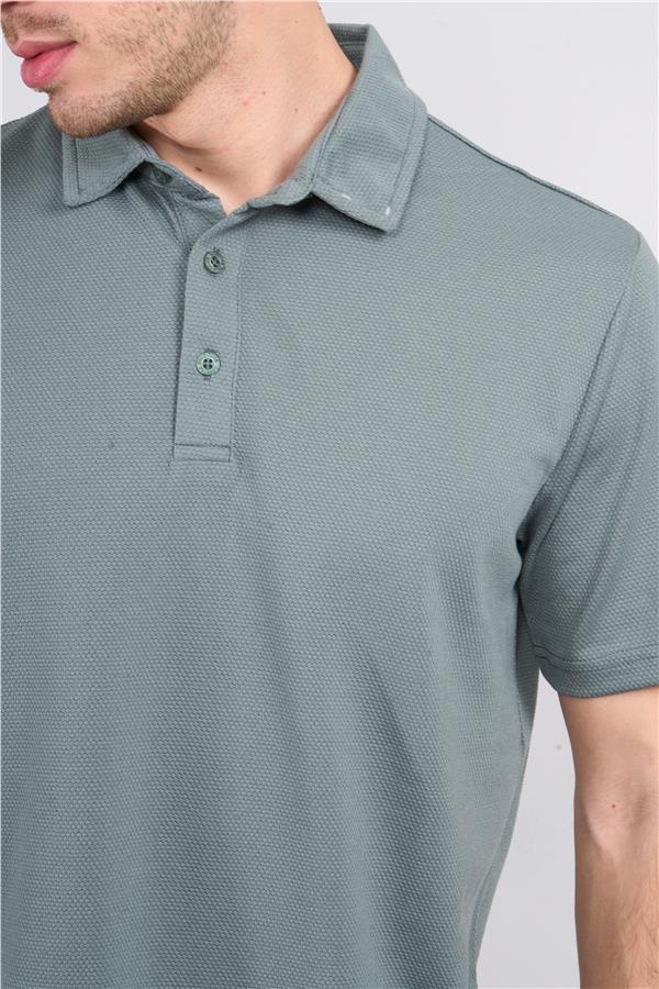 Çetinkaya Chester Polo 4249 Erkek Ayaklı Polo Yaka Petek Örgü Regular T-shirt Haki