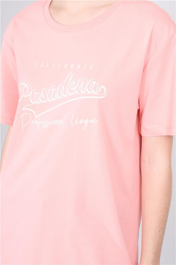 Çetinkaya Chester Polo 8301 Bayan Bisiklet Yaka 30/1 Penye Baskılı T-shirt Açık Somon