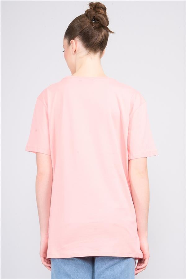 Çetinkaya Chester Polo 8301 Bayan Bisiklet Yaka 30/1 Penye Baskılı T-shirt Açık Somon