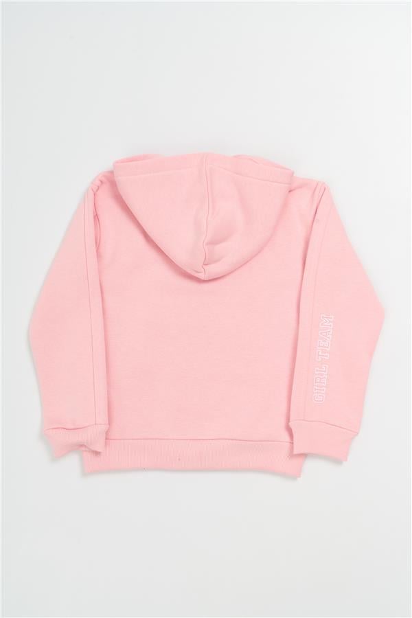 Çetinkaya Fitclub 22305 Kız Çocuk Kapüşonlu 3 İplik Şardonlu Sweatshirt 4-12 Yaş Şeker Pembe