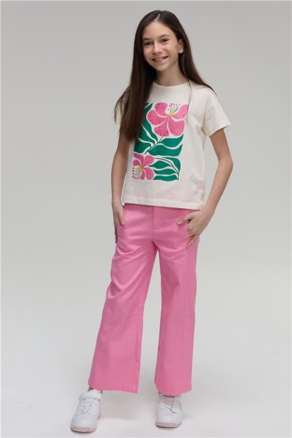 Çetinkaya Fitclub 33412 Kız Çocuk Müslin Pantolon 4-12 Yaş Pembe