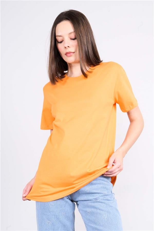 Çetinkaya Fithit 3264 Bayan Bisiklet Yaka Basic T-shirt Oranj