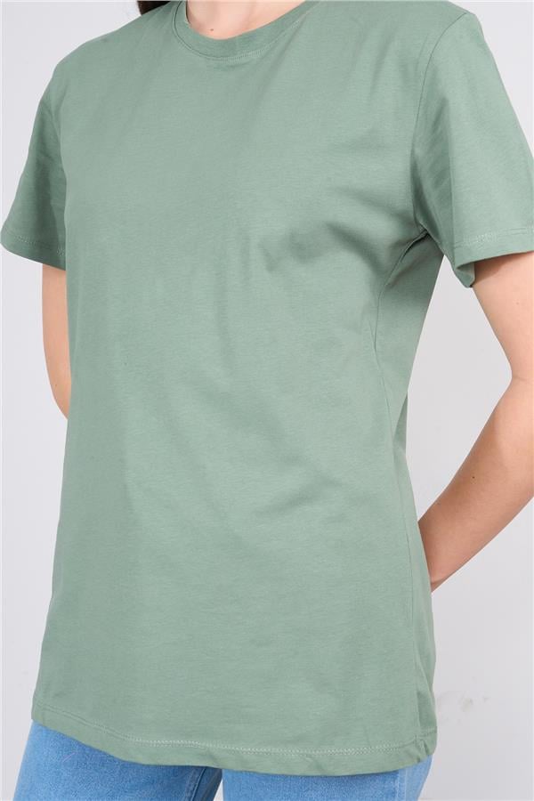 Çetinkaya Fithit 3264 Bayan Bisiklet Yaka Basic T-shirt Haki