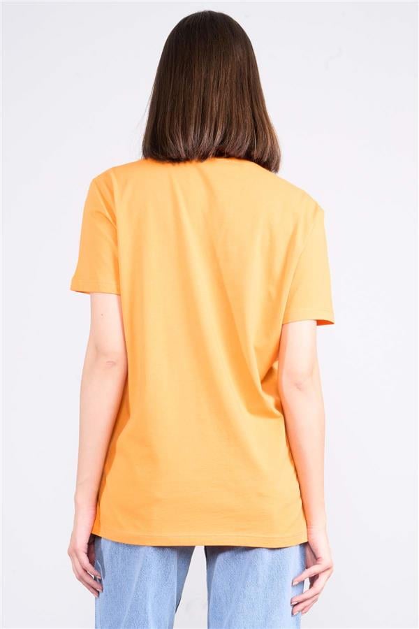 Çetinkaya Fithit 3264 Bayan Bisiklet Yaka Basic T-shirt Oranj