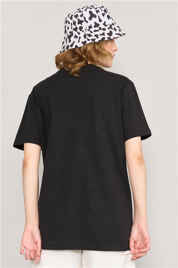 Çetinkaya Fithit 3264 Bayan Bisiklet Yaka Basic T-shirt Siyah