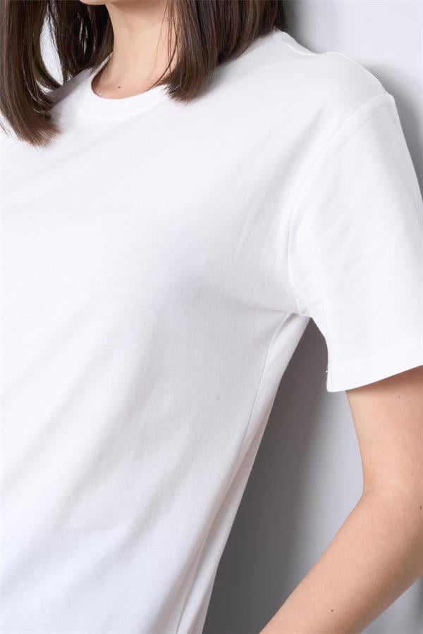 Çetinkaya Fithit 3264 Bayan Bisiklet Yaka Basic T-shirt Krem
