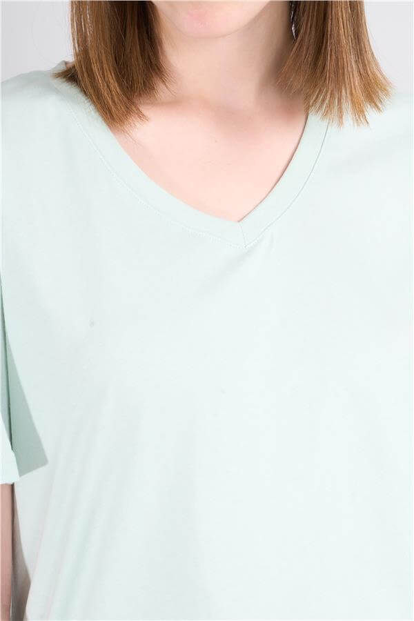 Çetinkaya Fithit 3265 Bayan V Yaka Basic T-shirt Çağla Yeşili