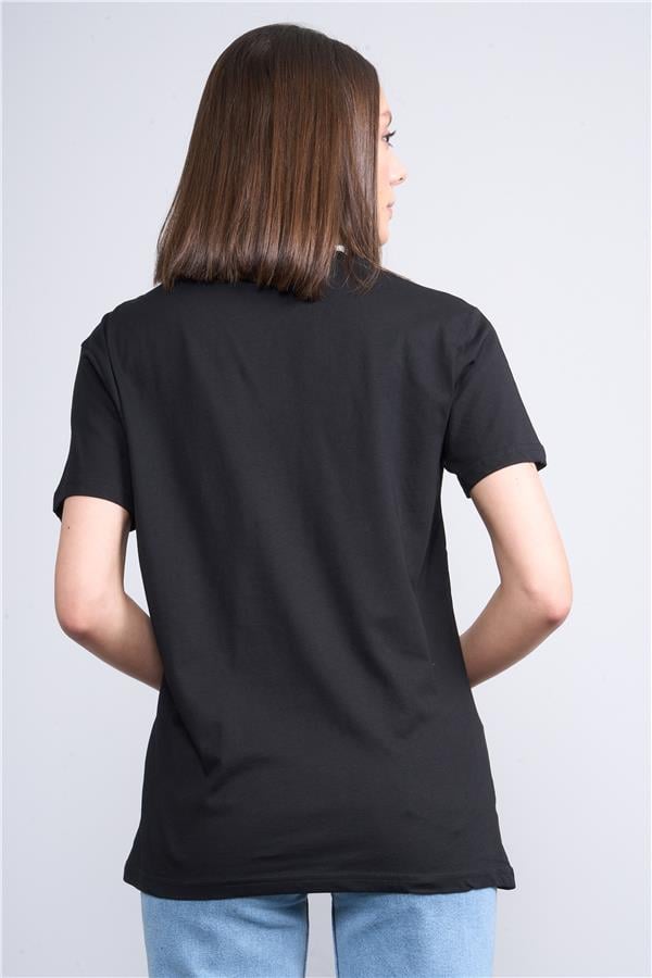 Çetinkaya Fithit 3265 Bayan V Yaka Basic T-shirt Çağla Siyah