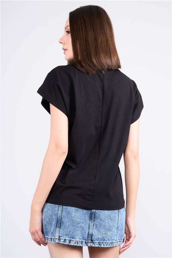 Çetinkaya Fithit 8210 Bayan Bisiklet Yaka 16/1 Penye Süprem T-shirt Siyah