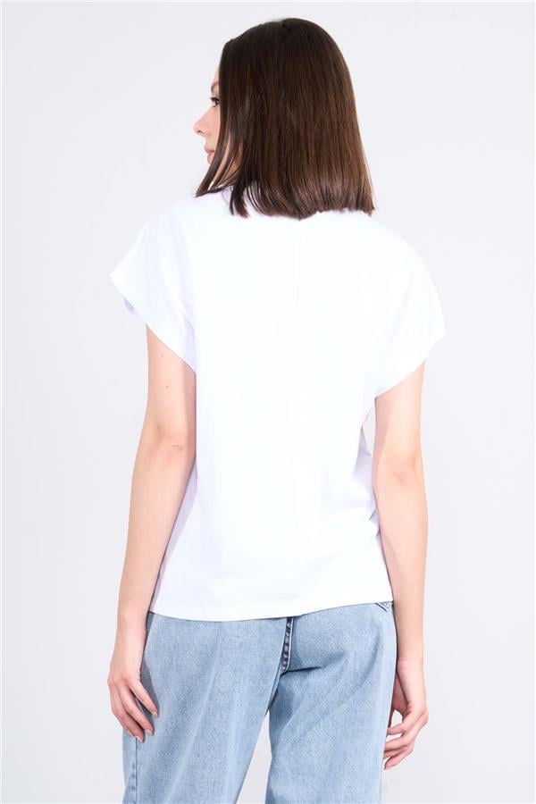 Çetinkaya Fithit 8210 Bayan Bisiklet Yaka 16/1 Penye Süprem T-shirt Beyaz