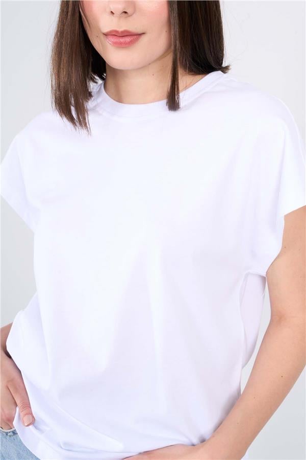 Çetinkaya Fithit 8210 Bayan Bisiklet Yaka 16/1 Penye Süprem T-shirt Beyaz
