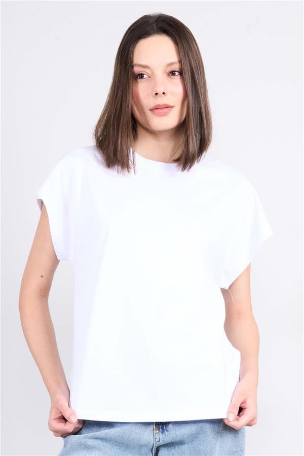 Çetinkaya Fithit 8210 Bayan Bisiklet Yaka 16/1 Penye Süprem T-shirt Beyaz