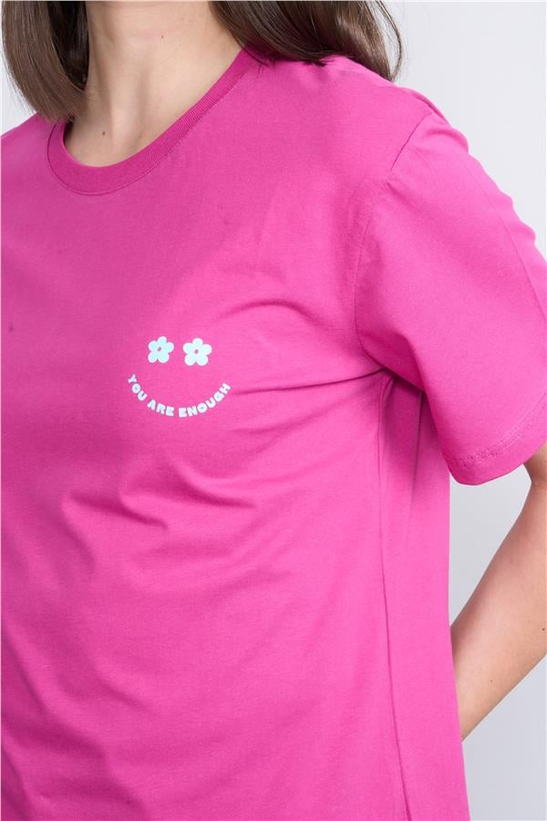 Çetinkaya Fithit 8325 Bayan Bisiklet Yaka 30/1 Penye Süprem Regular T-shirt Fuşya
