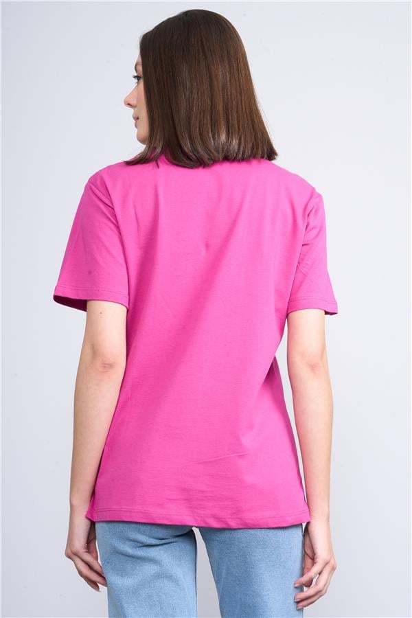 Çetinkaya Fithit 8325 Bayan Bisiklet Yaka 30/1 Penye Süprem Regular T-shirt Fuşya