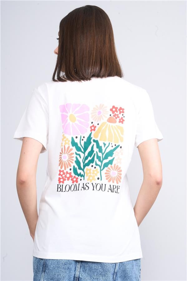 Çetinkaya Fithit 8329 Bayan Bisiklet Yaka 30/1 Penye Süprem Regular T-shirt Krem