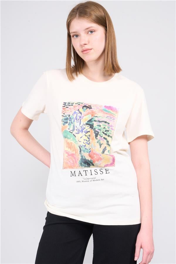 Çetinkaya Fithit 8338 Bayan Bisiklet Yaka 30/1 Penye Regular T-shirt Koyu Krem