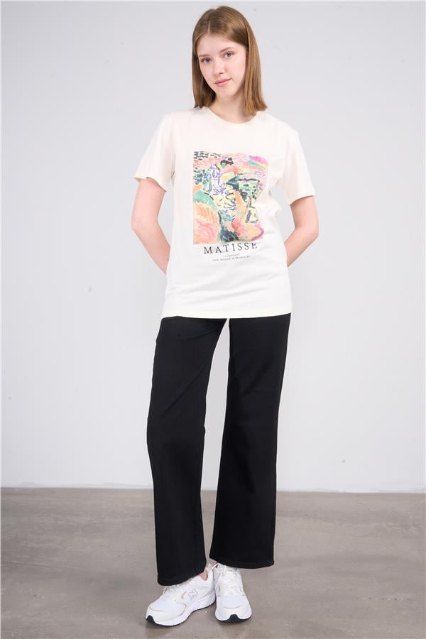 Çetinkaya Fithit 8338 Bayan Bisiklet Yaka 30/1 Penye Regular T-shirt Koyu Krem