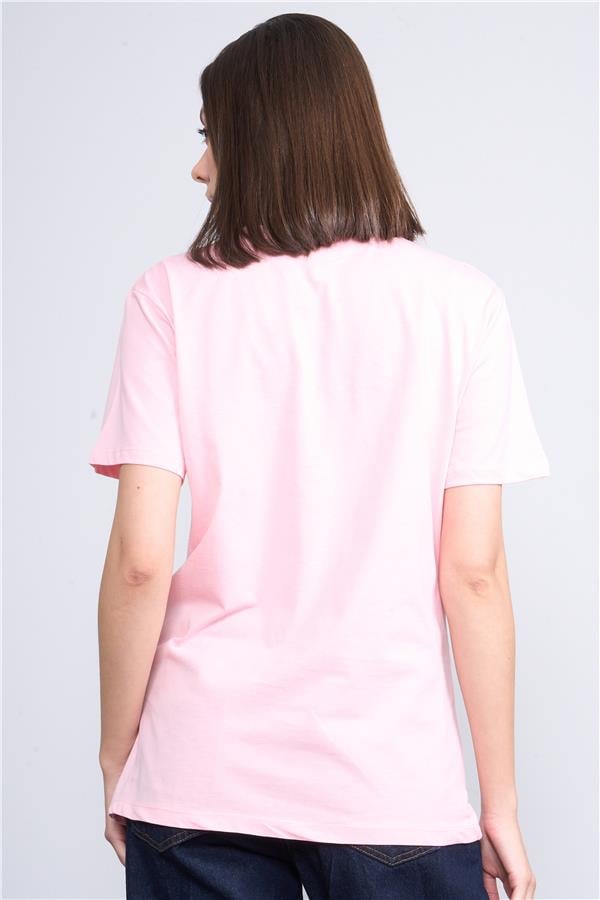Çetinkaya Fithit 8344 Bayan Bisiklet Yaka 30/1 Penye Regular T-shirt Açık Pembe