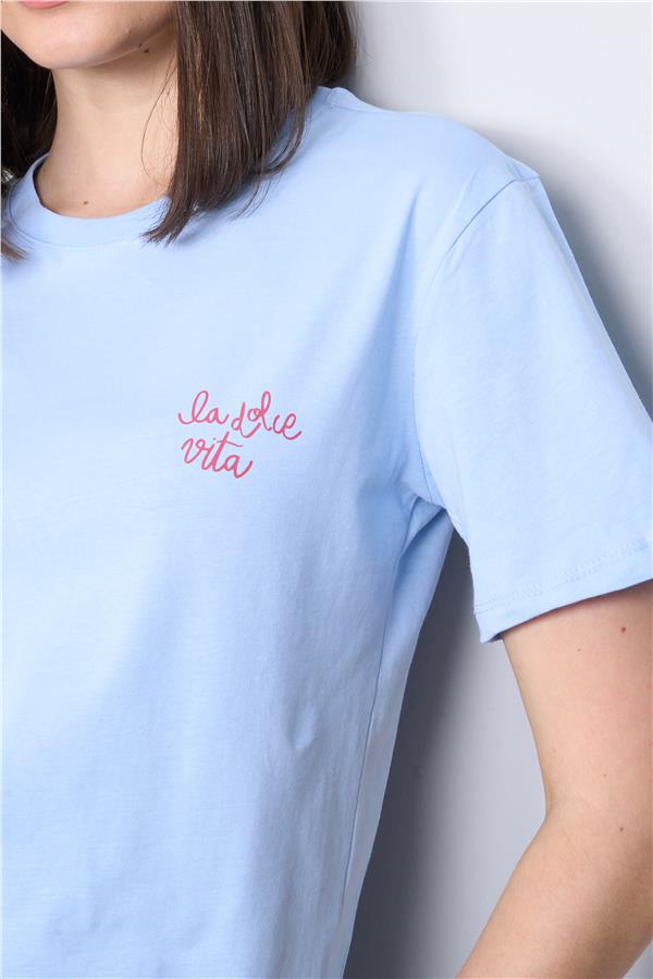 Çetinkaya Fithit 8351 Bayan Bisiklet Yaka 30/1 Penye Süprem Regular T-shirt Açık Mavi